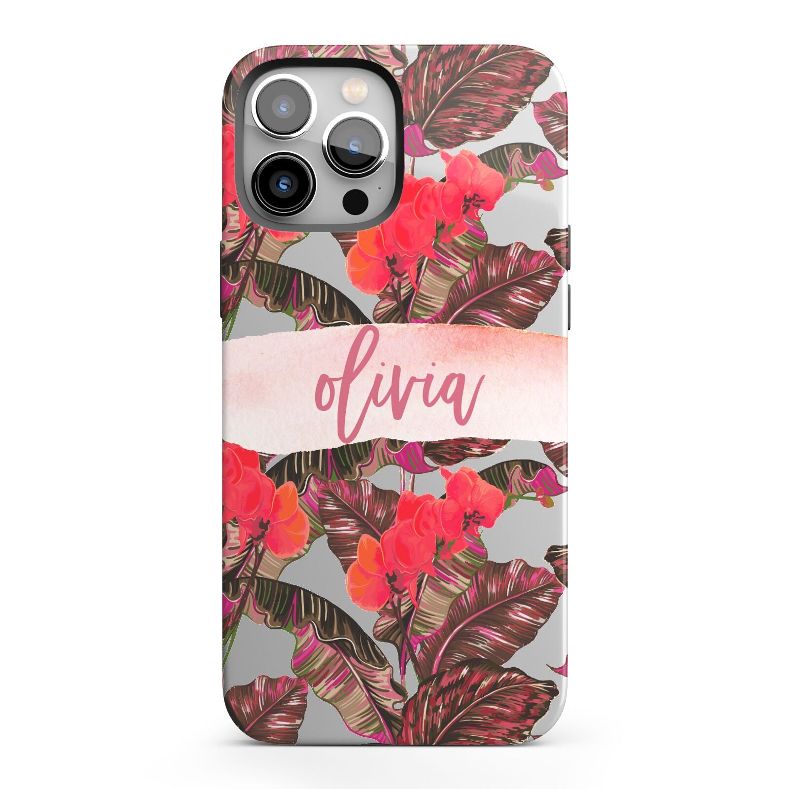 Personalised Tropical Orchid Floral iPhone 13 Pro Max Full Wrap 3D Tough Case