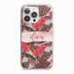 Personalised Tropical Orchid Floral iPhone 13 Pro TPU Impact Case with Pink Edges