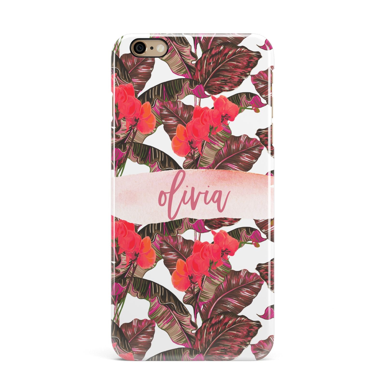 Personalised Tropical Orchid Floral iPhone 6 Plus 3D Snap Case on Gold Phone