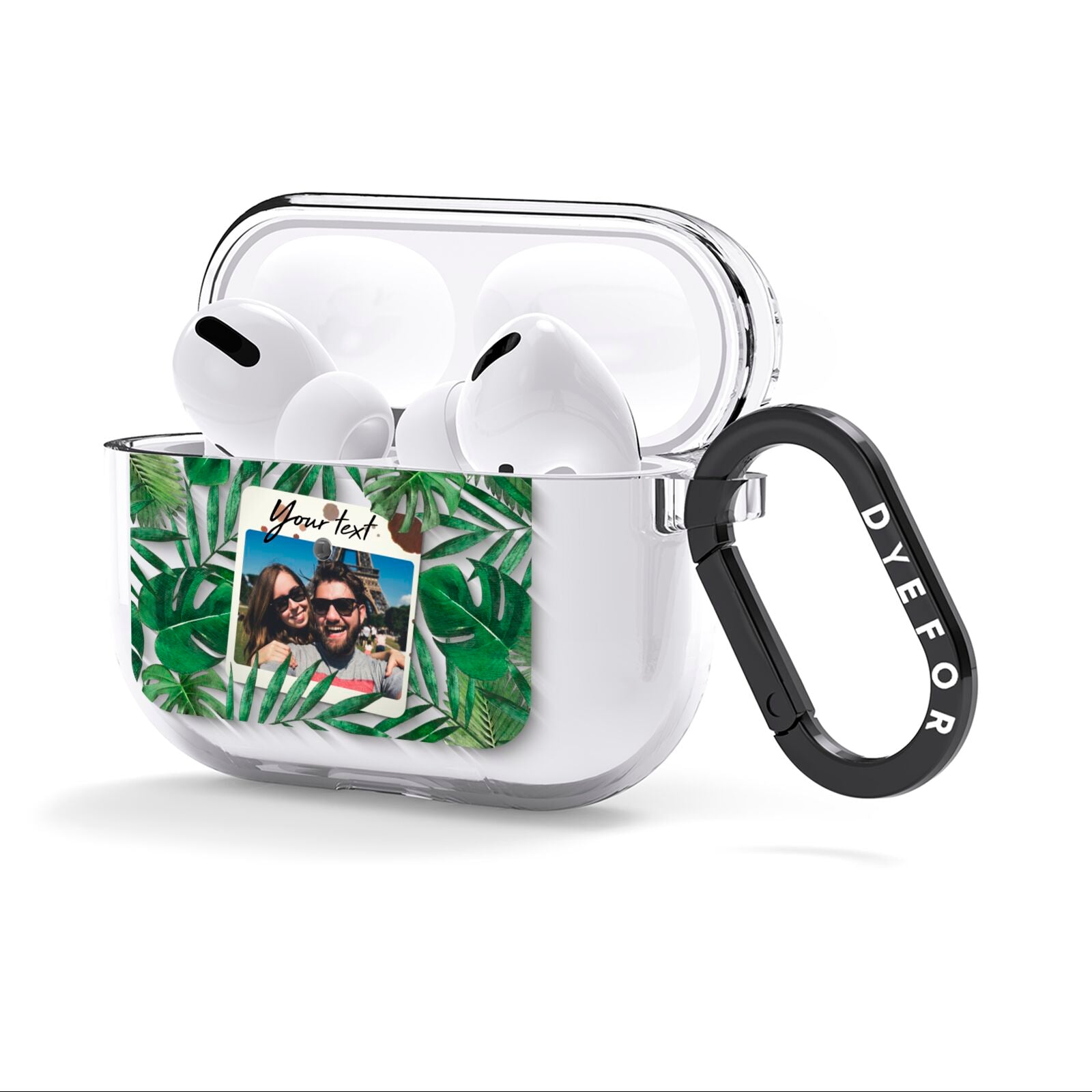 Personalised Tropical Photo Text AirPods Clear Case 3rd Gen Side Image