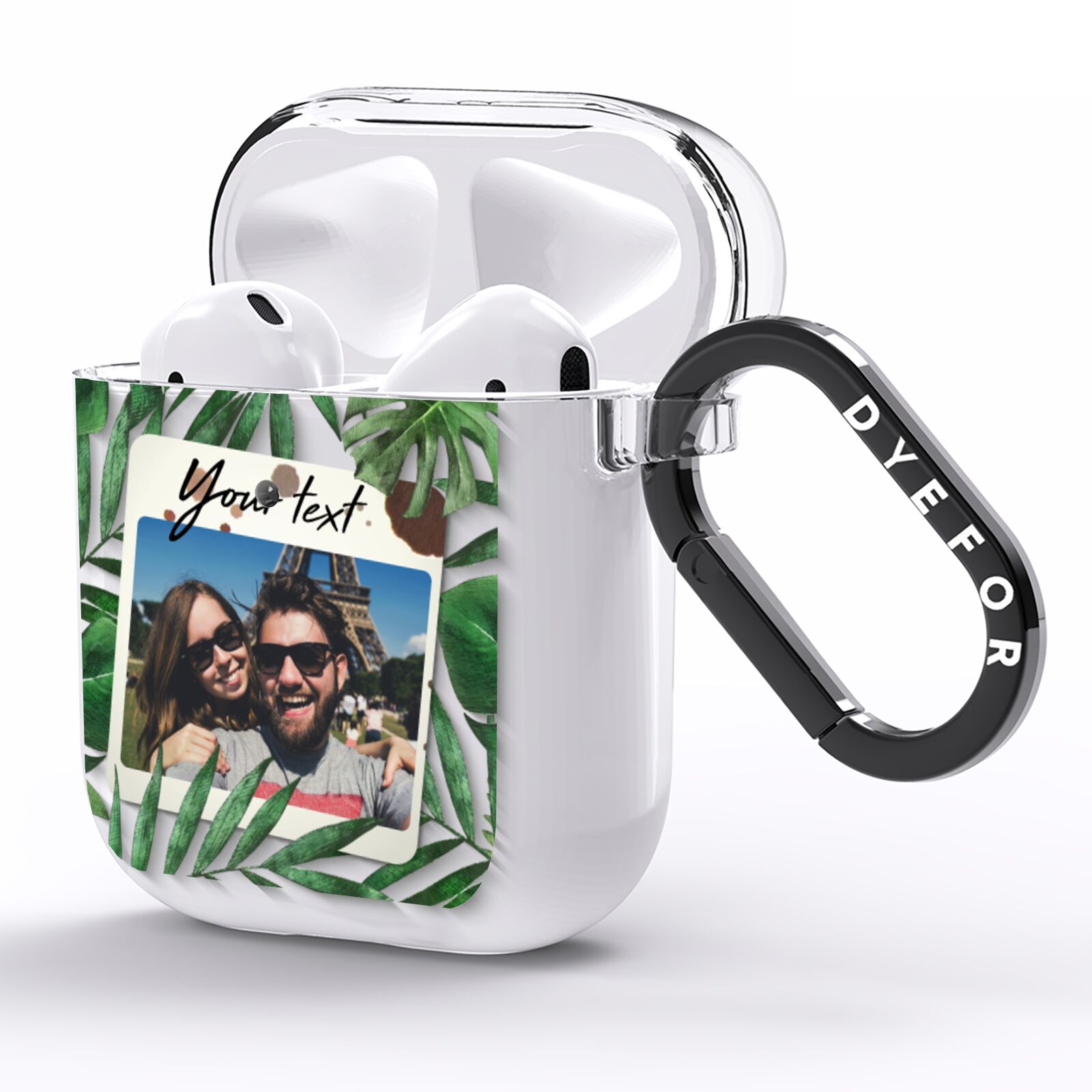 Personalised Tropical Photo Text AirPods Clear Case Side Image