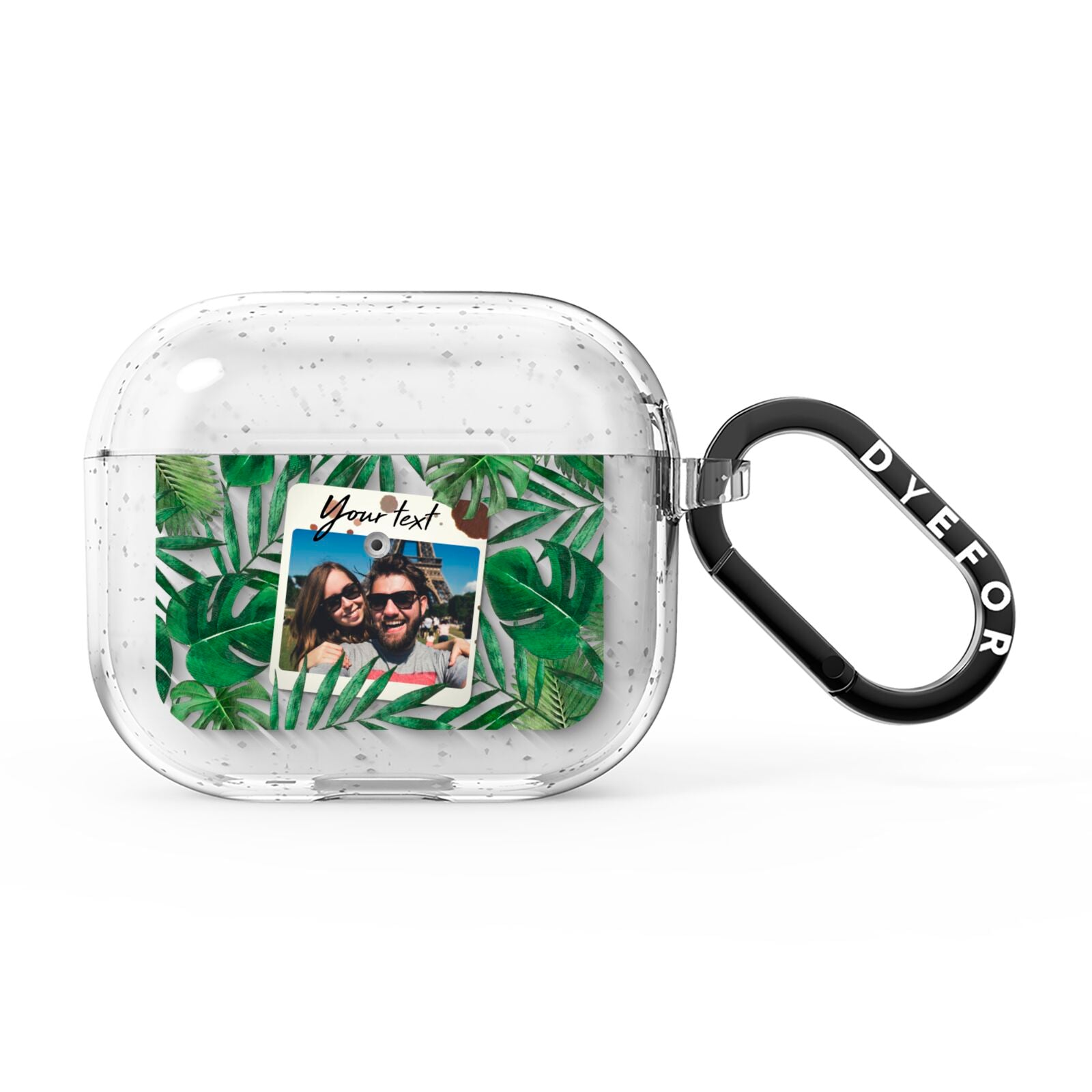Personalised Tropical Photo Text AirPods Glitter Case 3rd Gen