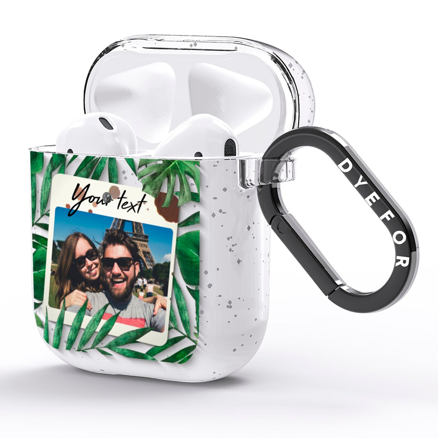 Personalised Tropical Photo Text AirPods Glitter Case Side Image