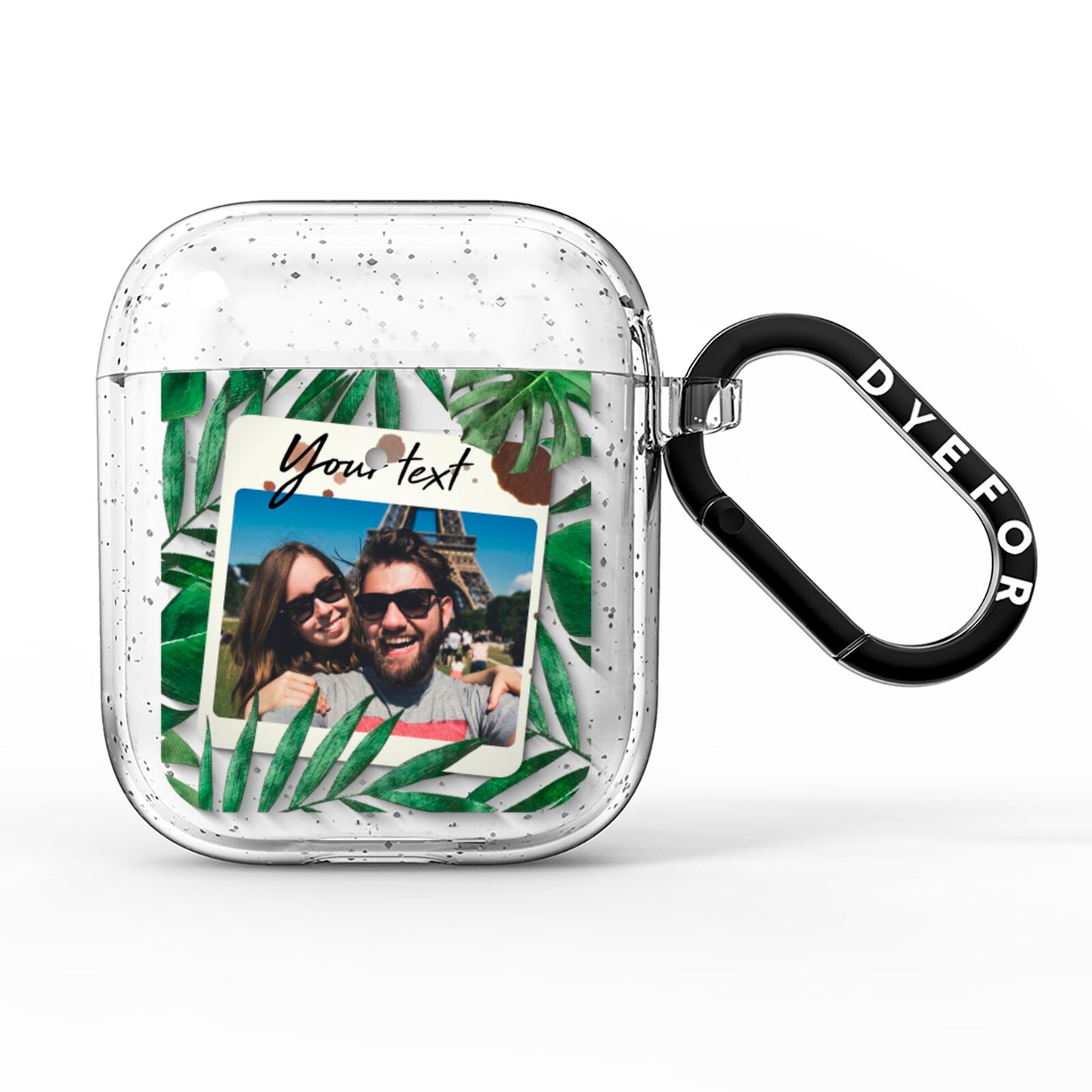 Personalised Tropical Photo Text AirPods Glitter Case