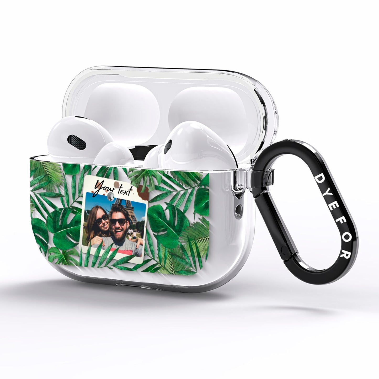 Personalised Tropical Photo Text AirPods Pro Clear Case Side Image