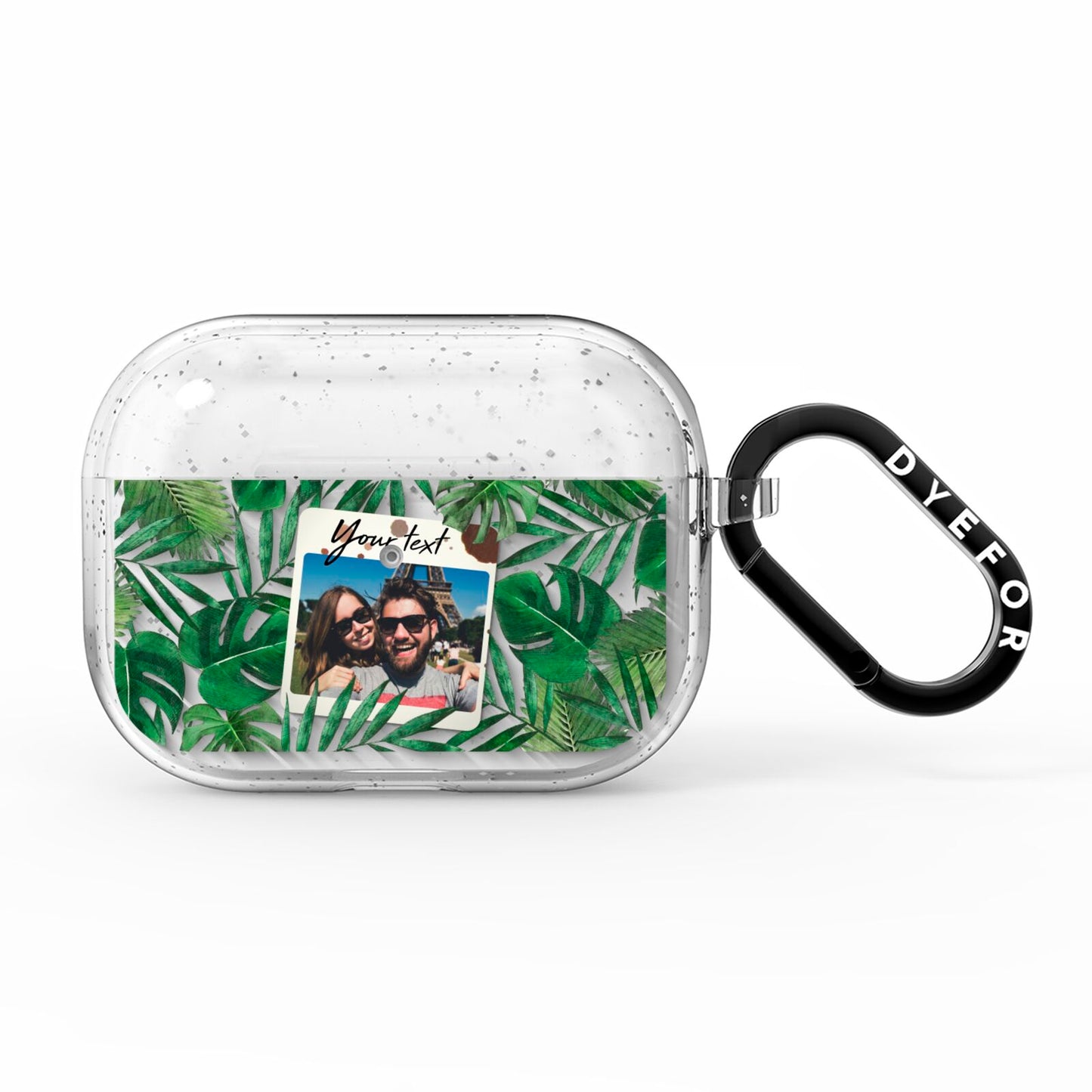 Personalised Tropical Photo Text AirPods Pro Glitter Case