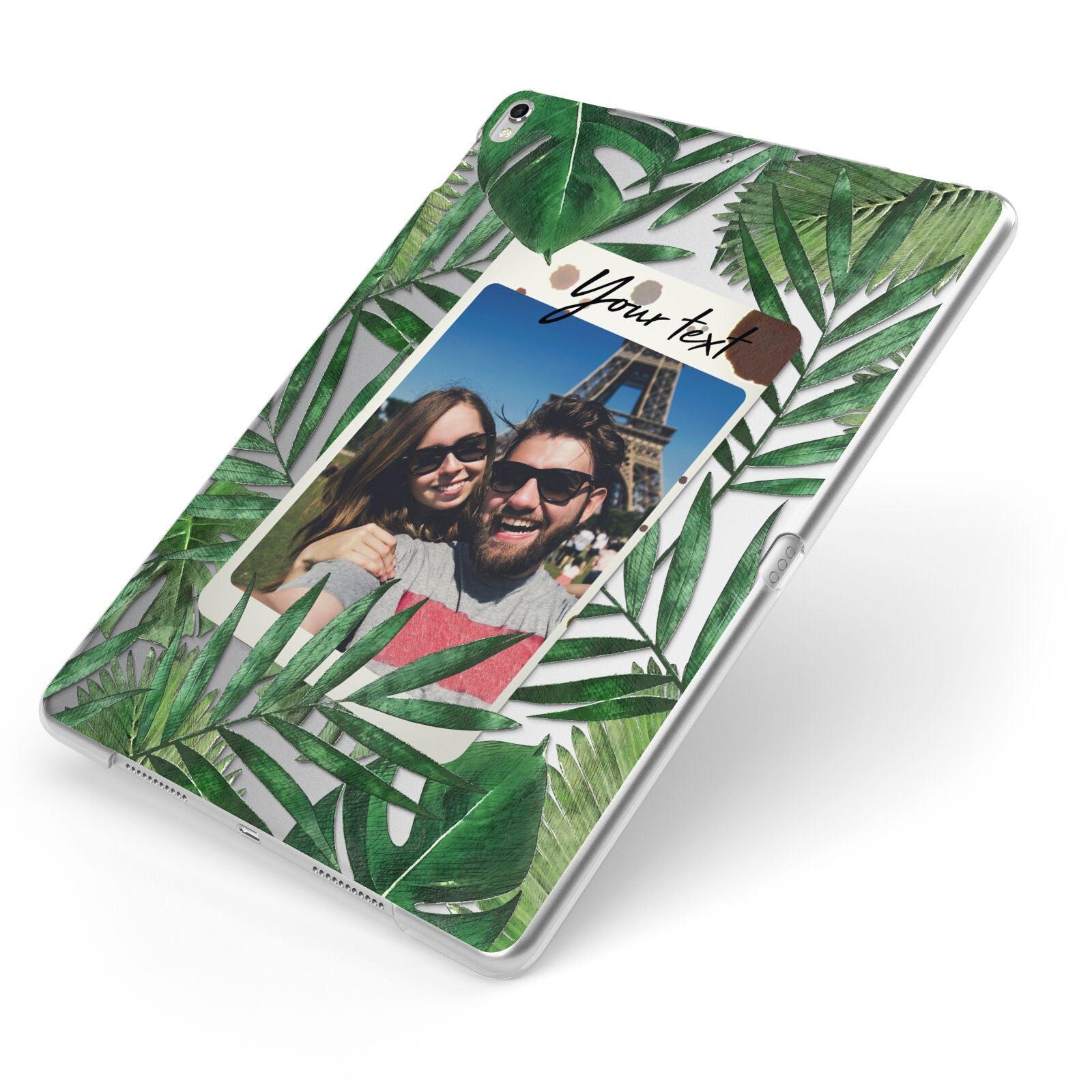 Personalised Tropical Photo Text Apple iPad Case on Silver iPad Side View