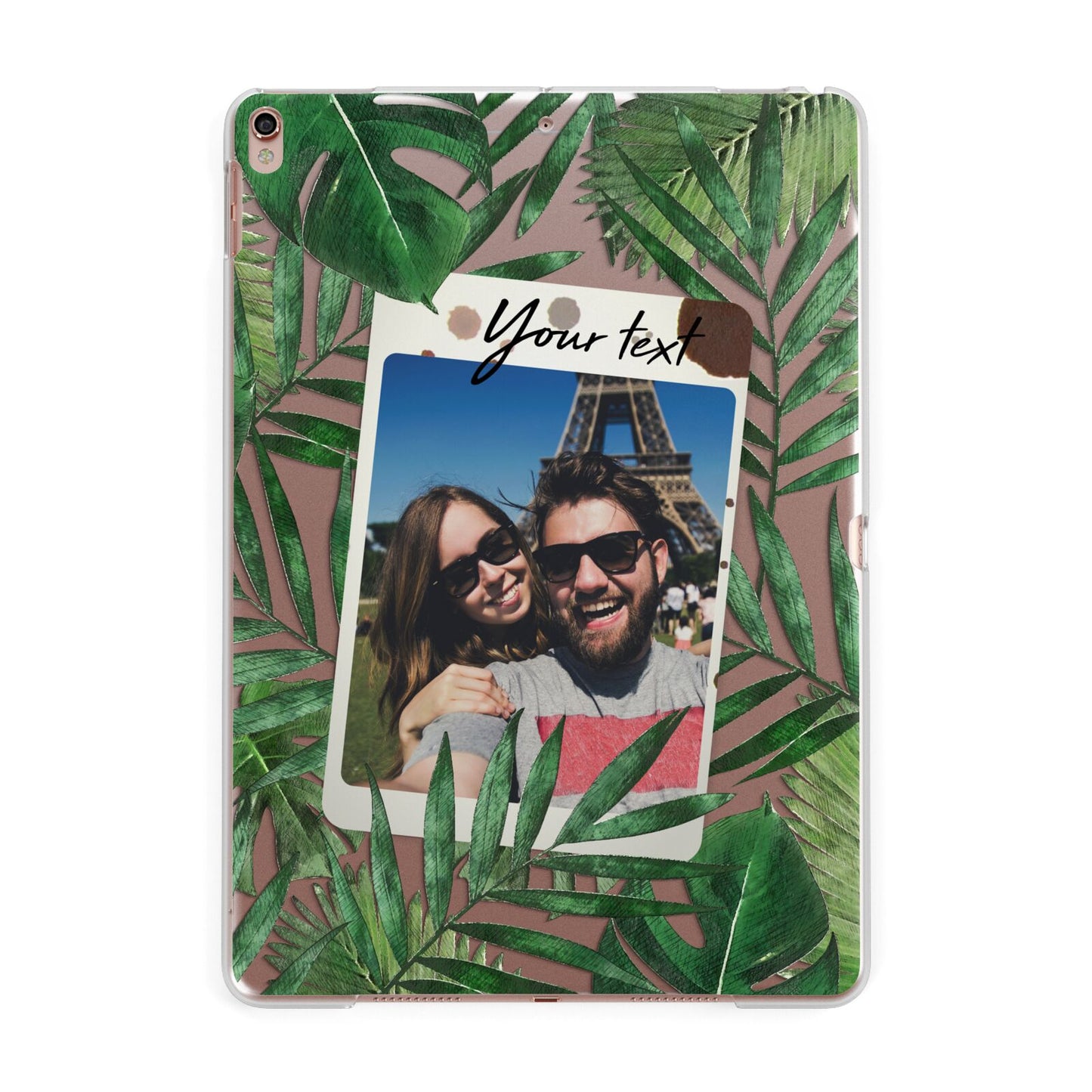 Personalised Tropical Photo Text Apple iPad Rose Gold Case