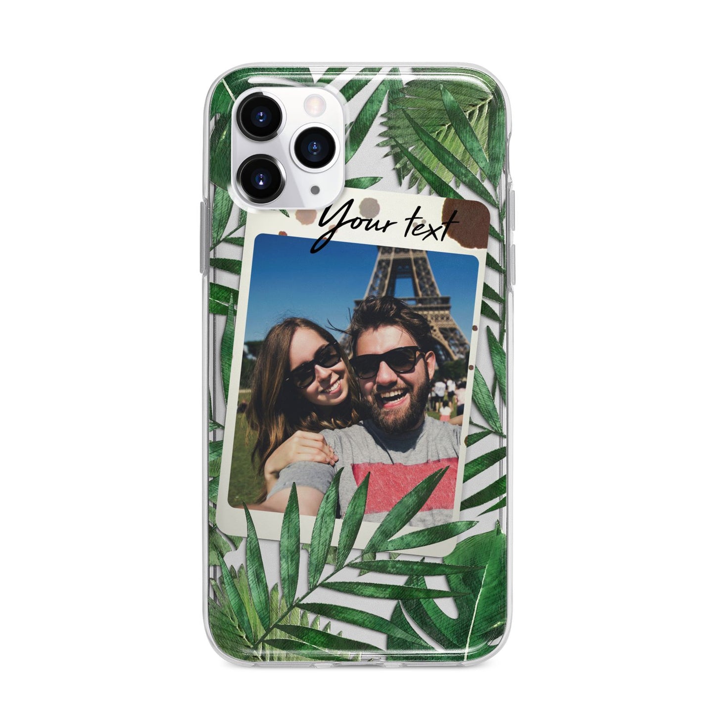 Personalised Tropical Photo Text Apple iPhone 11 Pro Max in Silver with Bumper Case