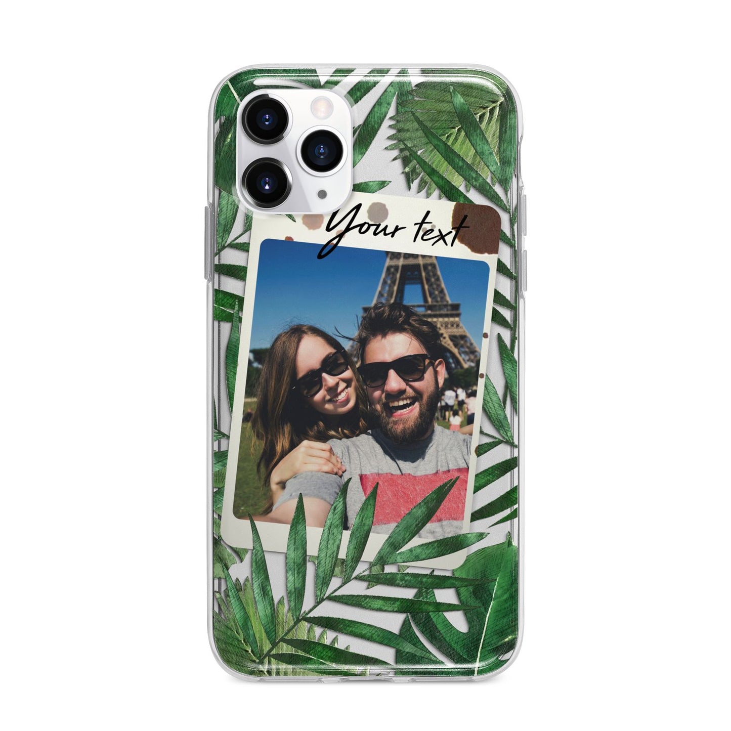 Personalised Tropical Photo Text Apple iPhone 11 Pro in Silver with Bumper Case