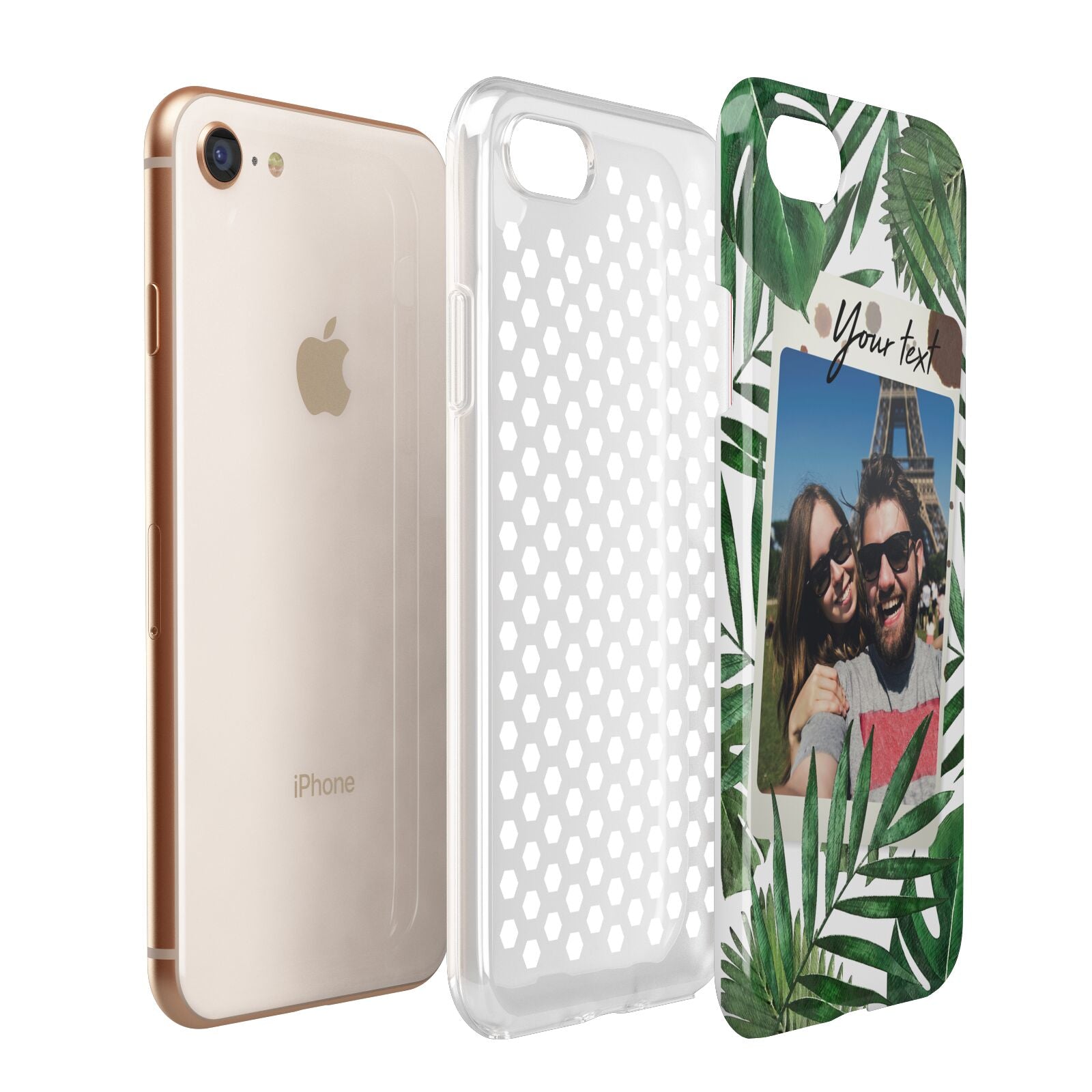 Personalised Tropical Photo Text Apple iPhone 7 8 3D Tough Case Expanded View