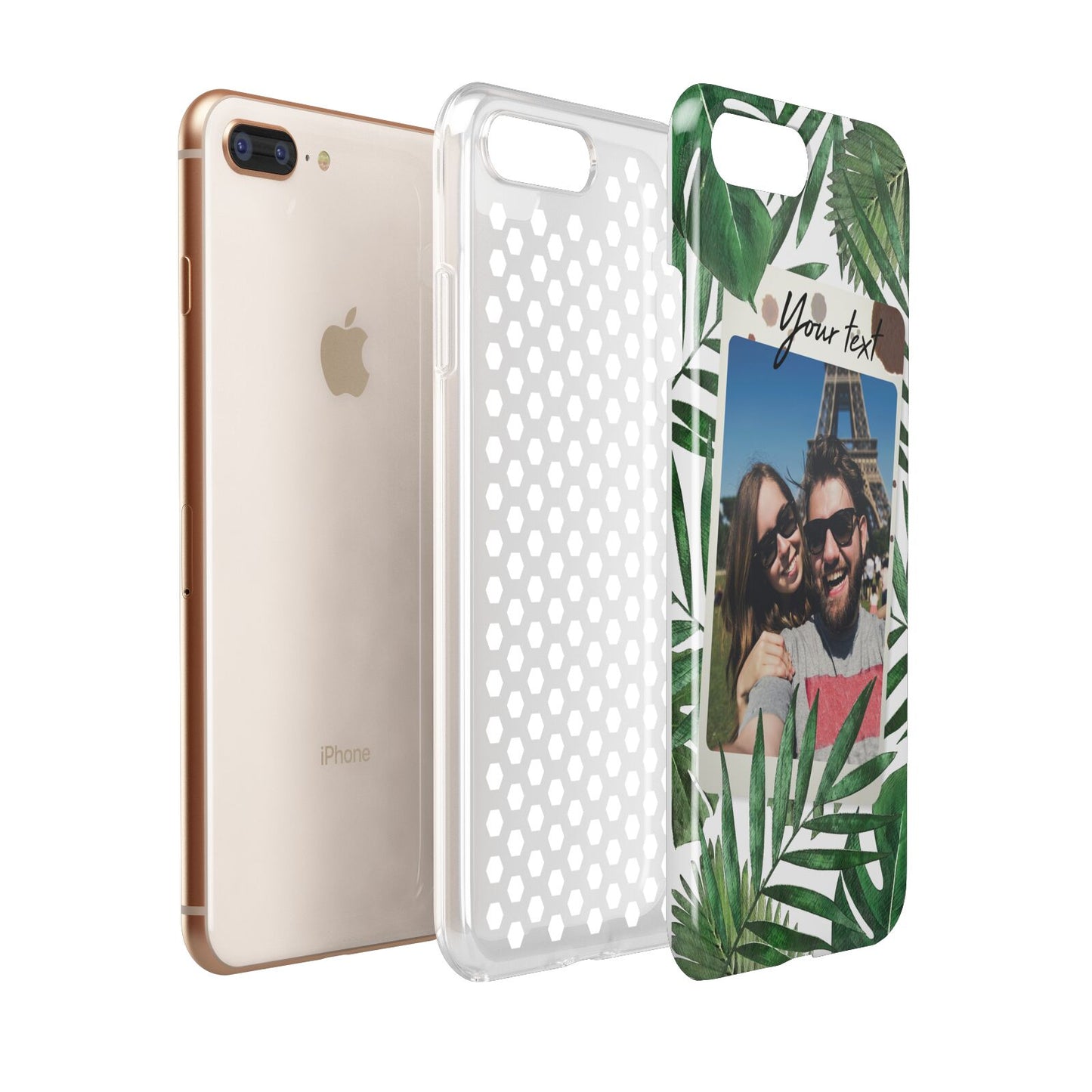 Personalised Tropical Photo Text Apple iPhone 7 8 Plus 3D Tough Case Expanded View