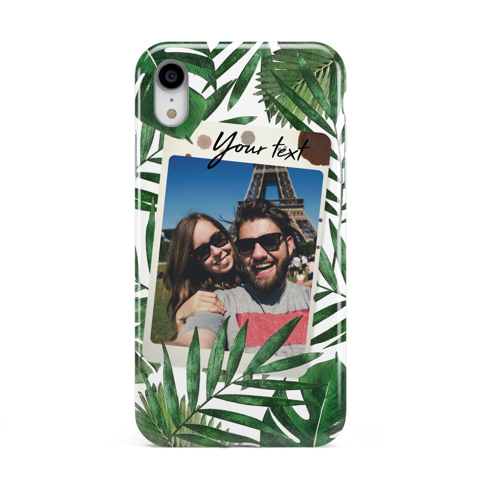 Personalised Tropical Photo Text Apple iPhone XR White 3D Tough Case