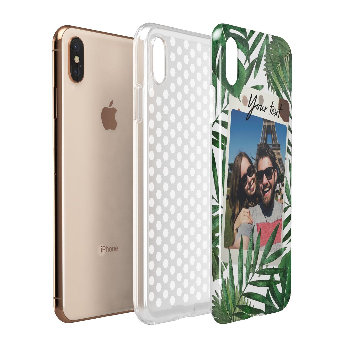 Personalised Tropical Photo Text Apple iPhone Xs Max 3D Tough Case Expanded View