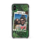 Personalised Tropical Photo Text Apple iPhone Xs Max Impact Case Black Edge on Black Phone