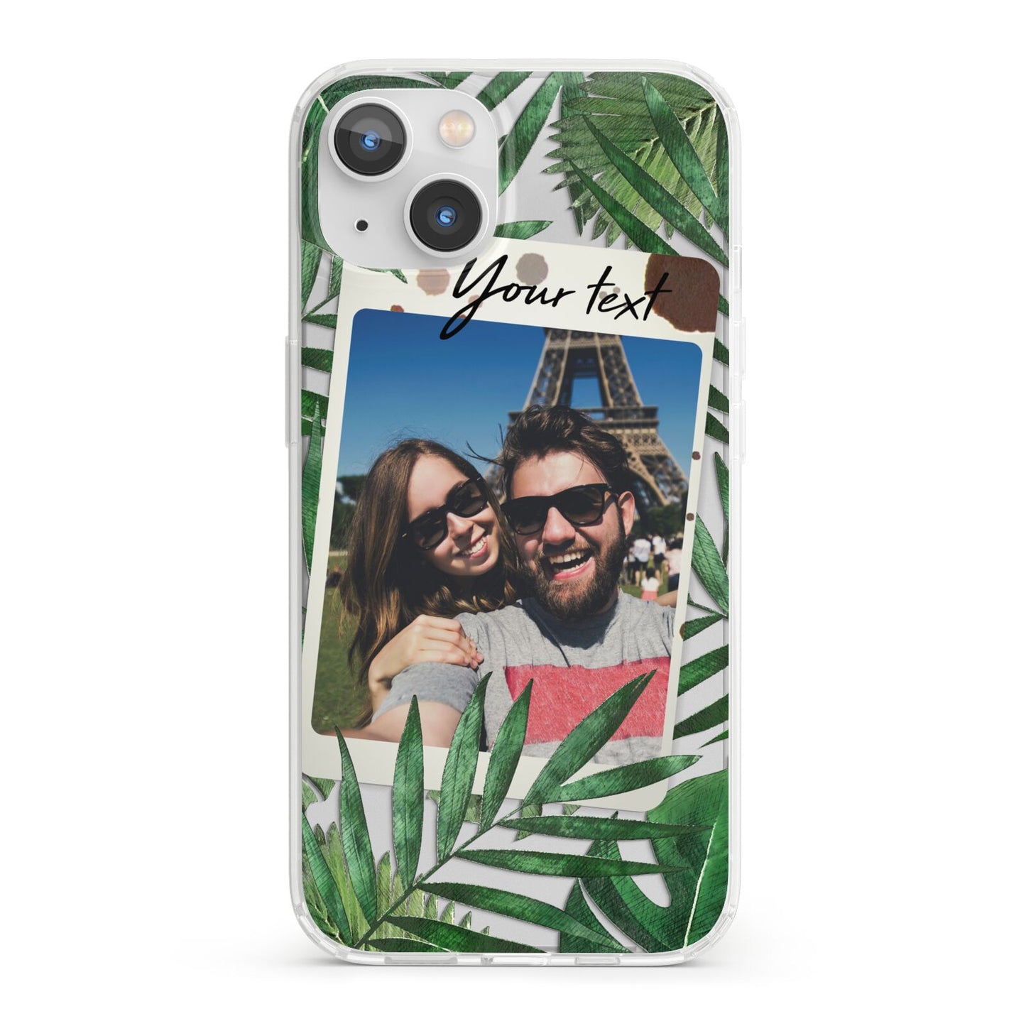 Personalised Tropical Photo Text iPhone 13 Clear Bumper Case