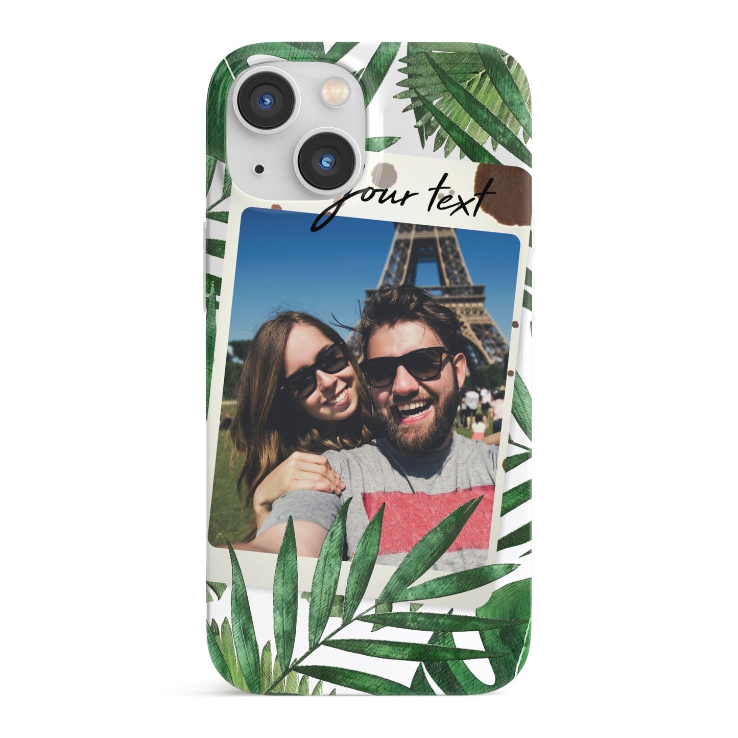 Personalised Tropical Photo Text iPhone 13 Mini Full Wrap 3D Snap Case