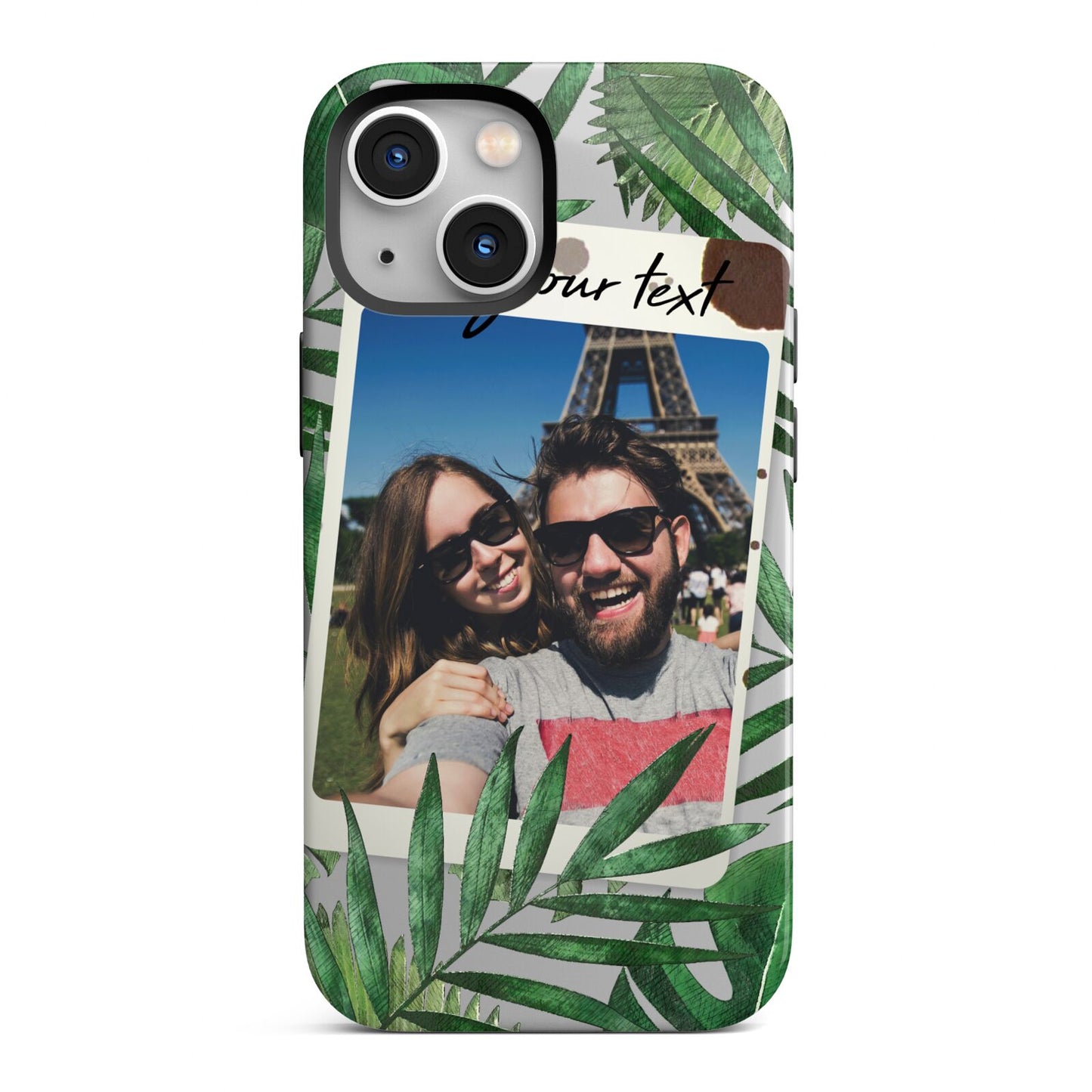 Personalised Tropical Photo Text iPhone 13 Mini Full Wrap 3D Tough Case