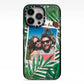 Personalised Tropical Photo Text iPhone 13 Pro Black Impact Case on Silver phone