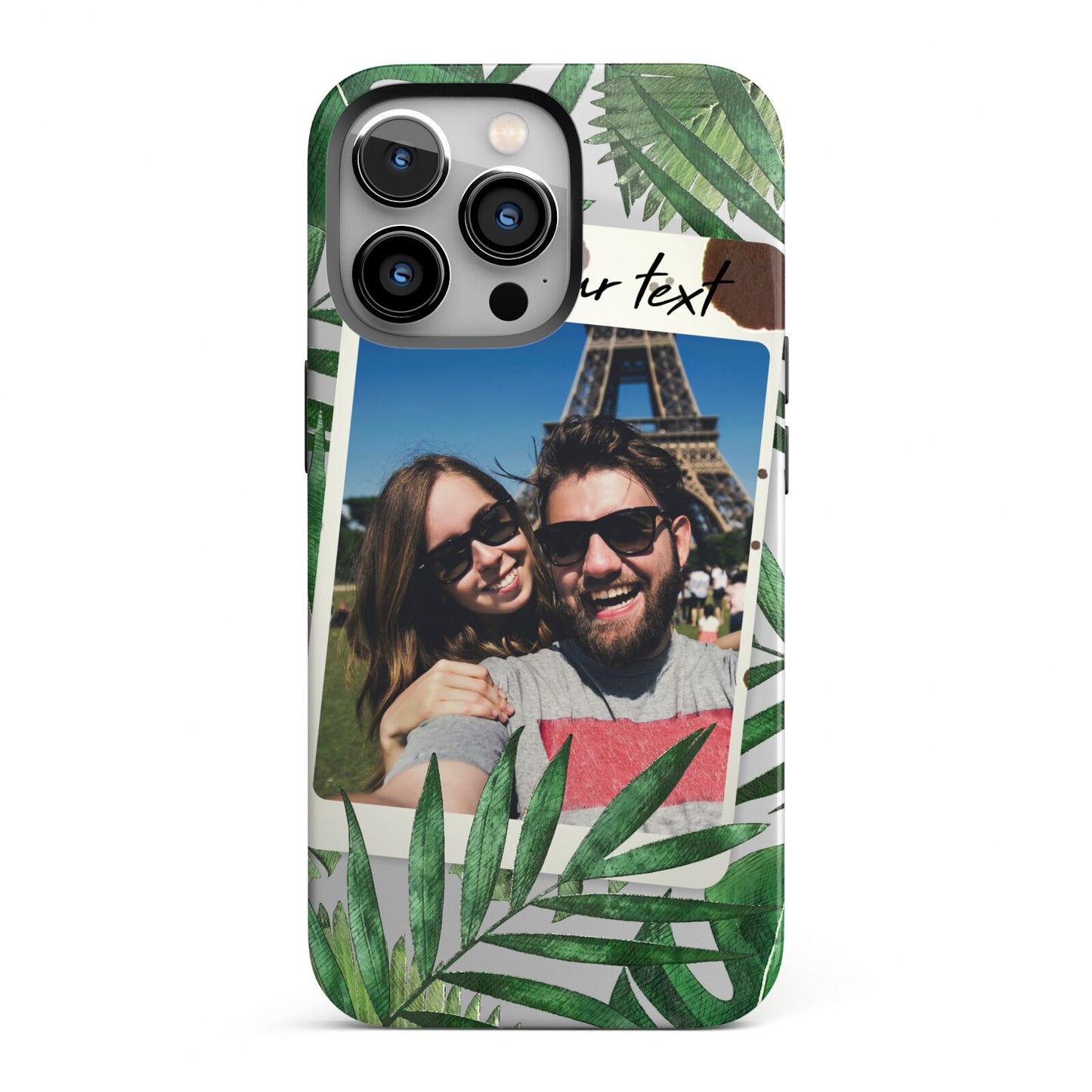 Personalised Tropical Photo Text iPhone 13 Pro Full Wrap 3D Tough Case