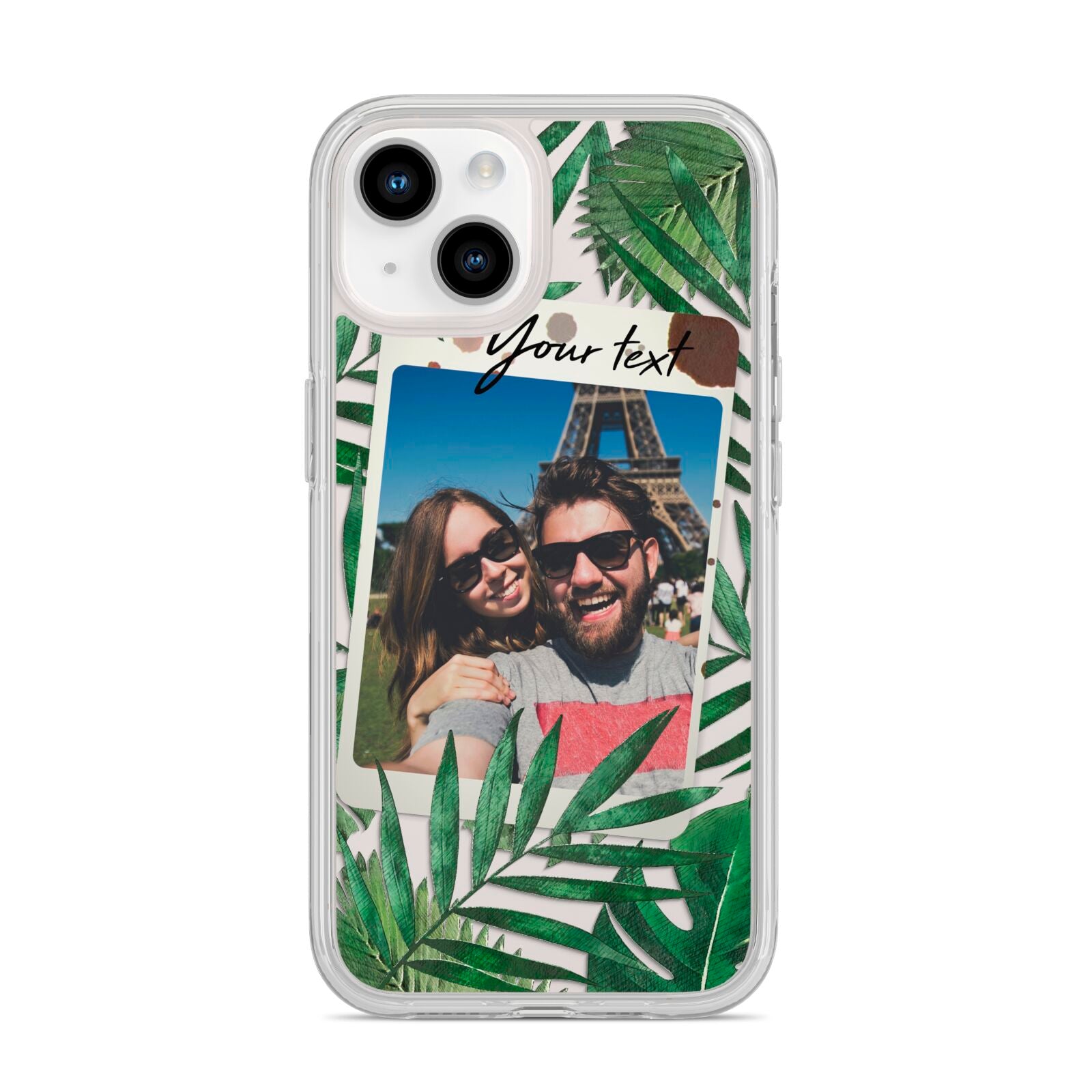 Personalised Tropical Photo Text iPhone 14 Clear Tough Case Starlight