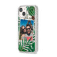 Personalised Tropical Photo Text iPhone 14 Glitter Tough Case Starlight Angled Image