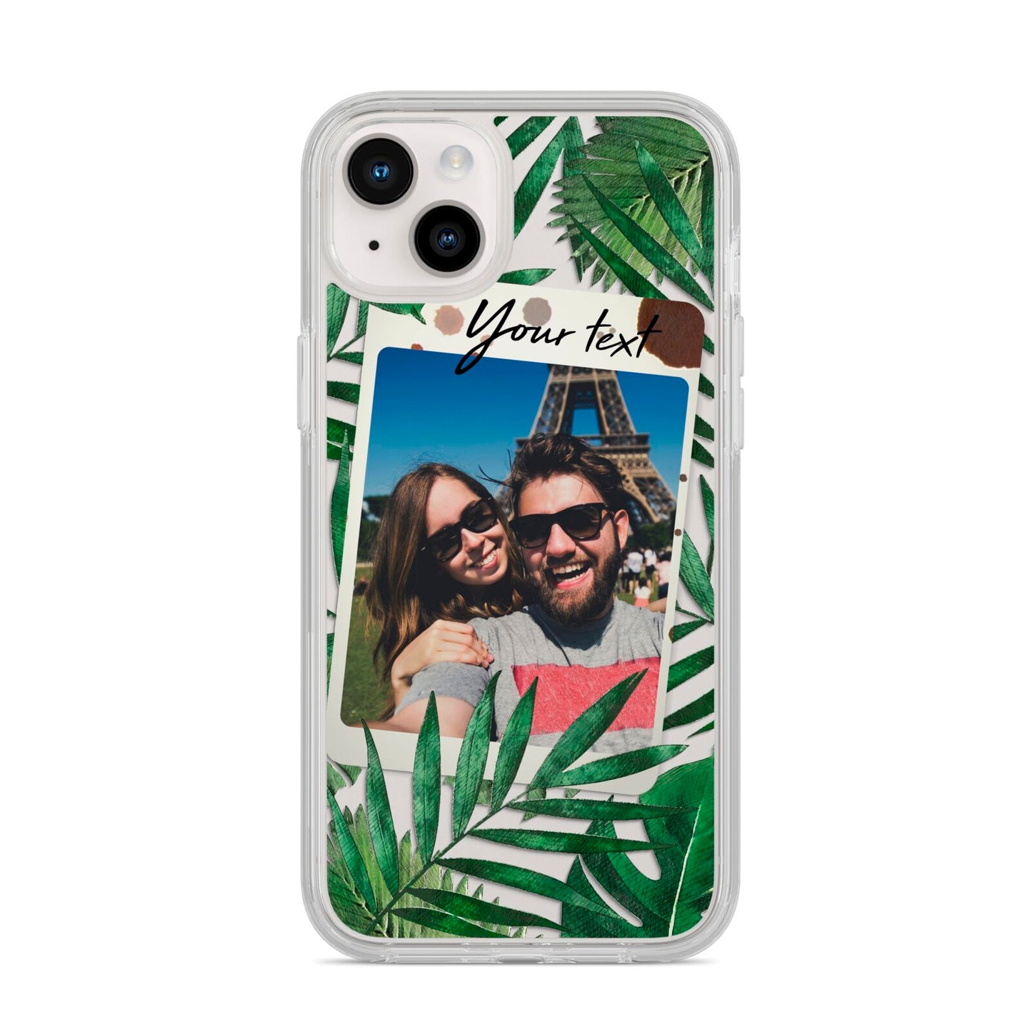 Personalised Tropical Photo Text iPhone 14 Plus Clear Tough Case Starlight