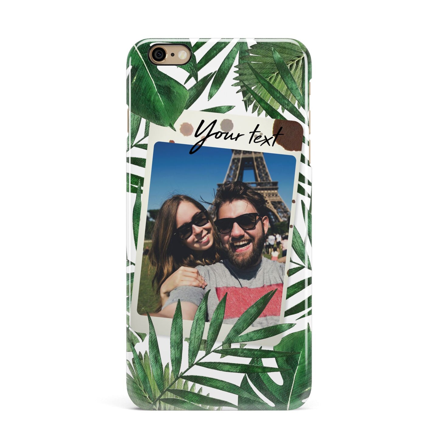 Personalised Tropical Photo Text iPhone 6 Plus 3D Snap Case on Gold Phone