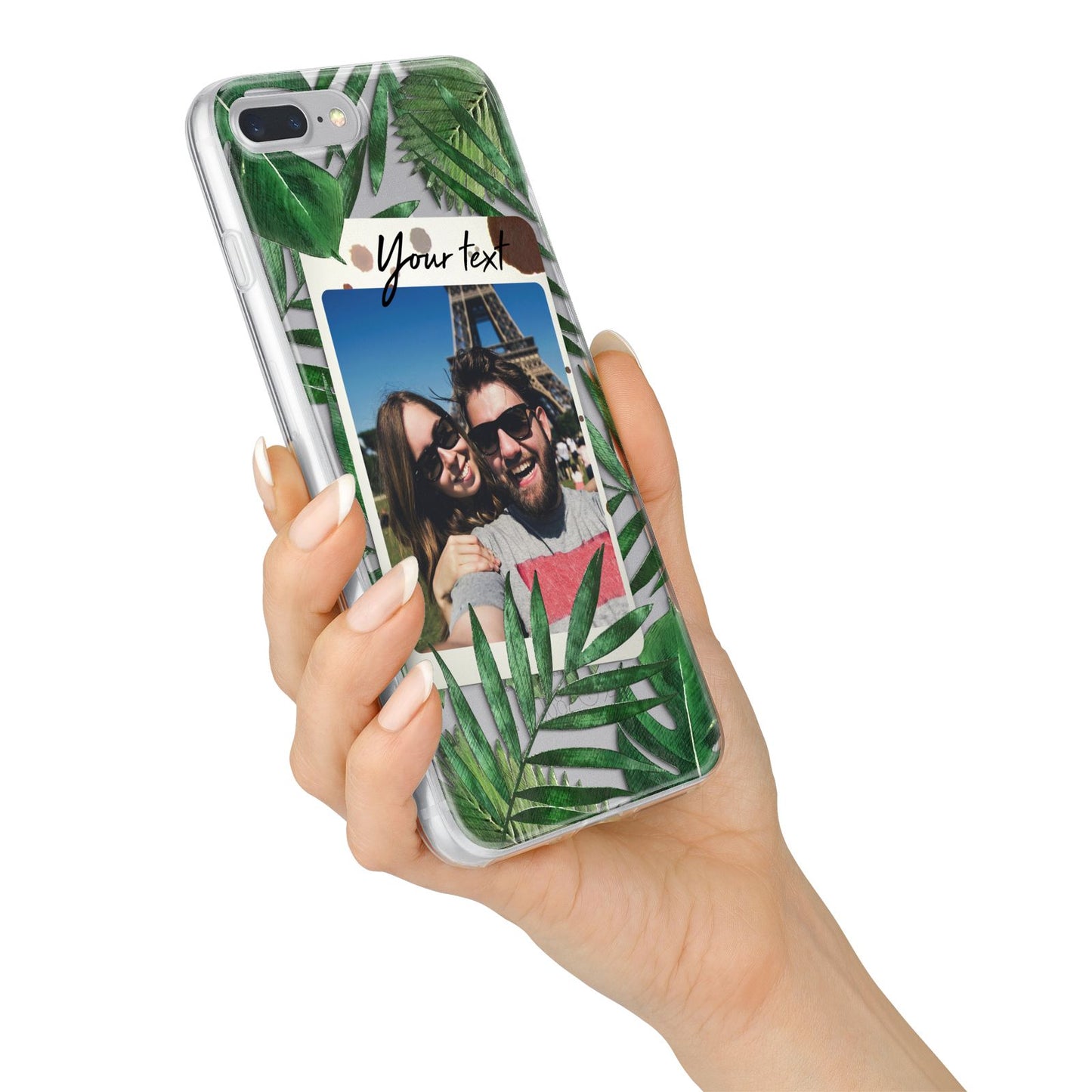 Personalised Tropical Photo Text iPhone 7 Plus Bumper Case on Silver iPhone Alternative Image