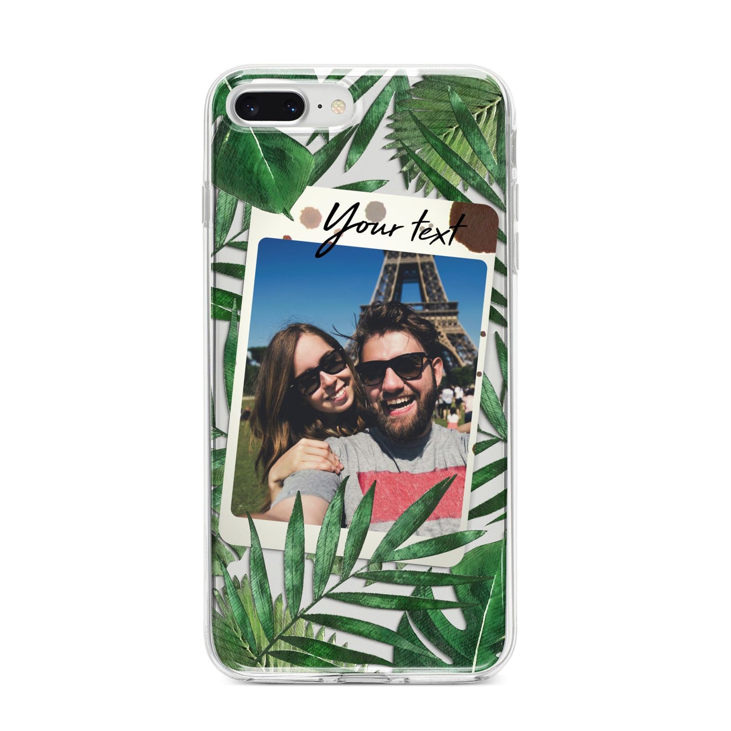 Personalised Tropical Photo Text iPhone 8 Plus Bumper Case on Silver iPhone