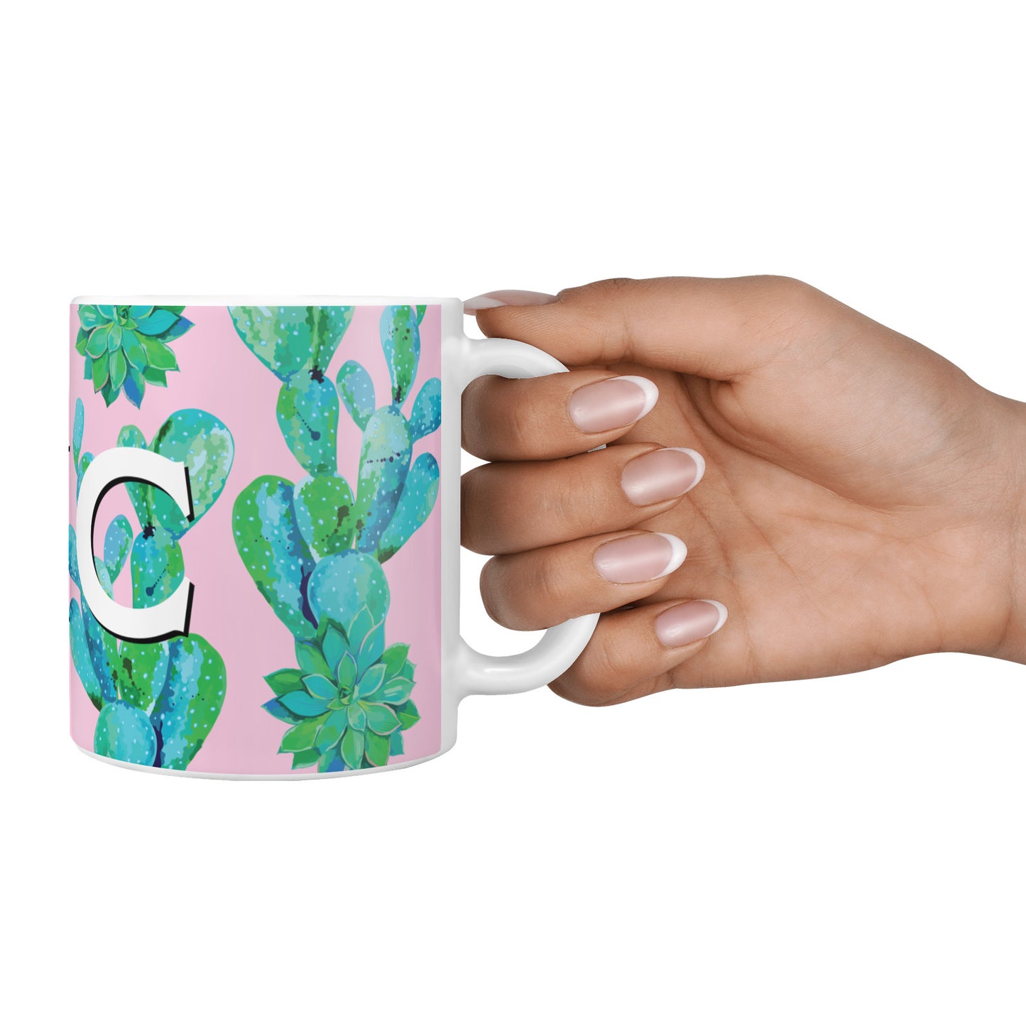Personalised Tropical Pink Cactus 10oz Mug Alternative Image 4