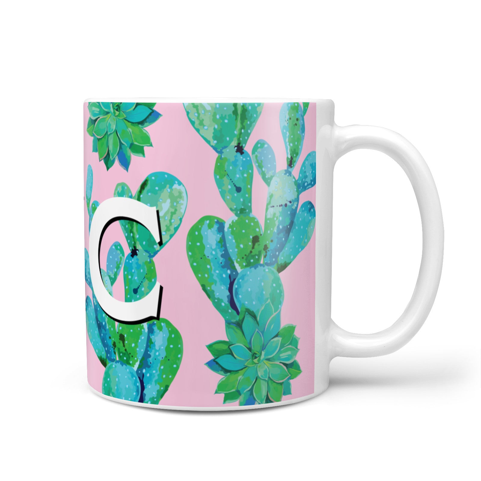 Personalised Tropical Pink Cactus 10oz Mug