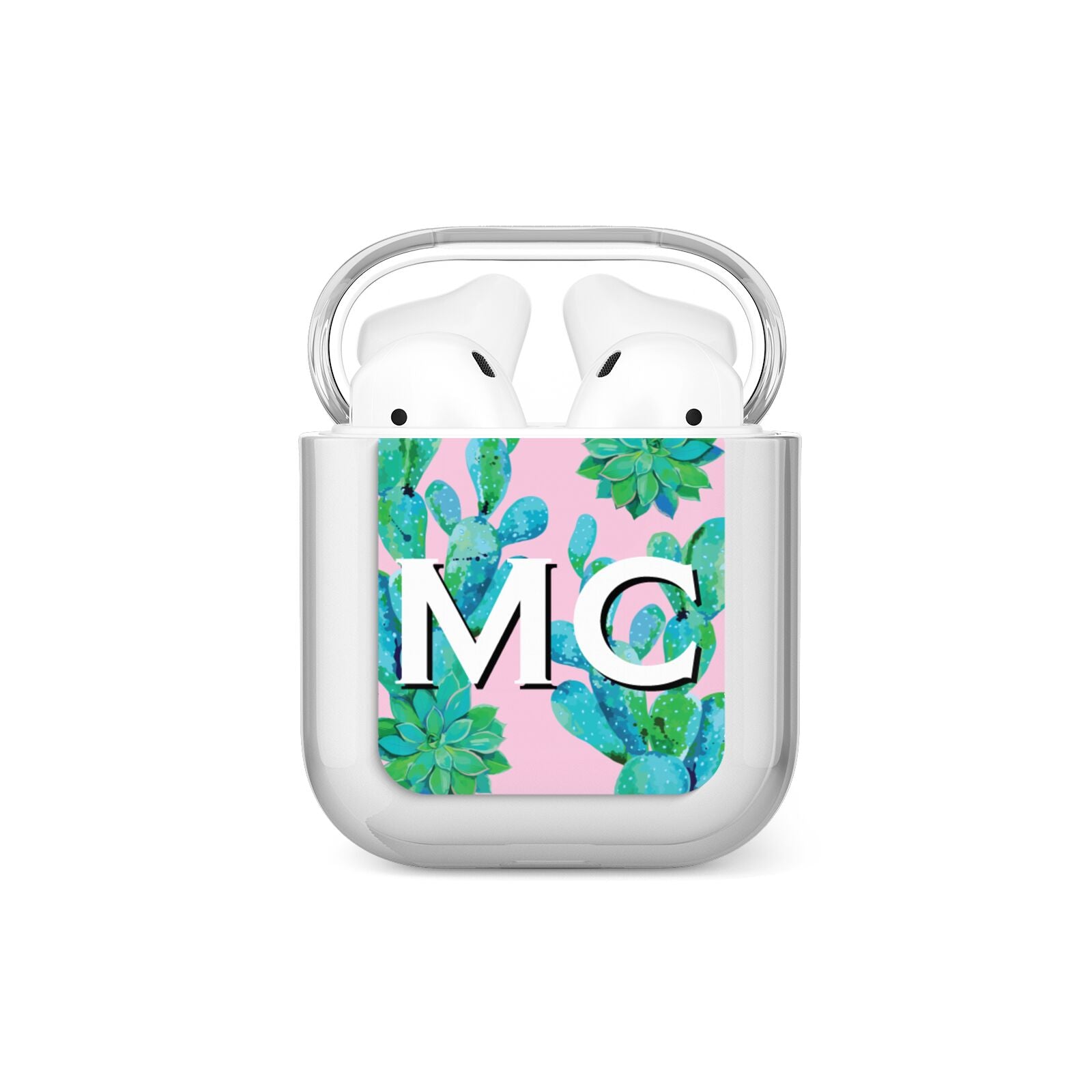 Personalised Tropical Pink Cactus AirPods Case