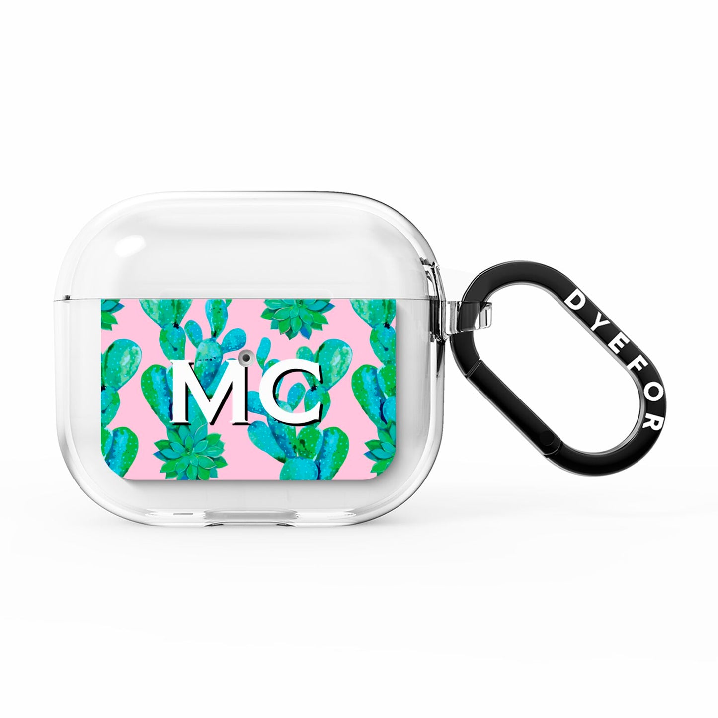 Personalised Tropical Pink Cactus AirPods Clear Case 3rd Gen