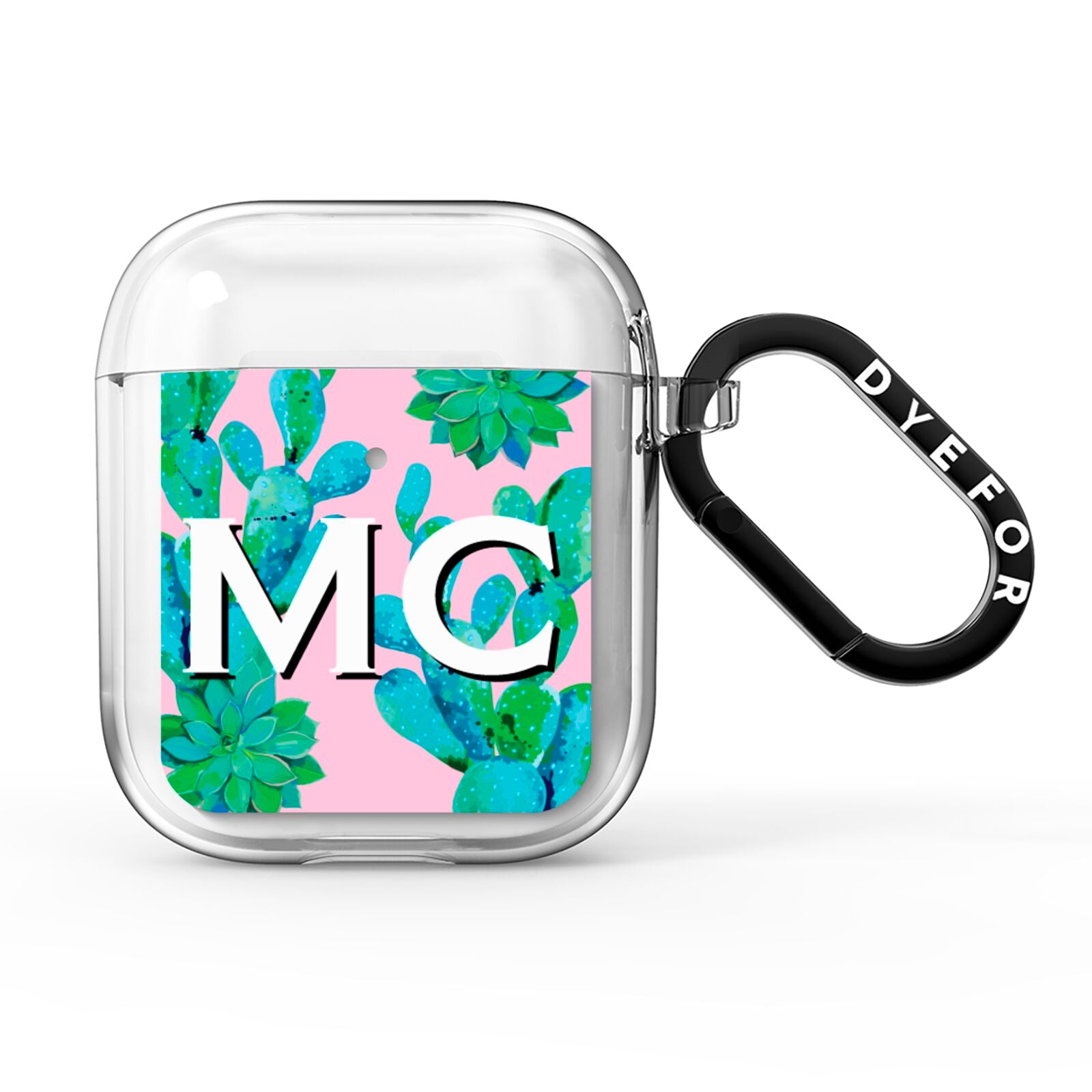 Personalised Tropical Pink Cactus AirPods Clear Case