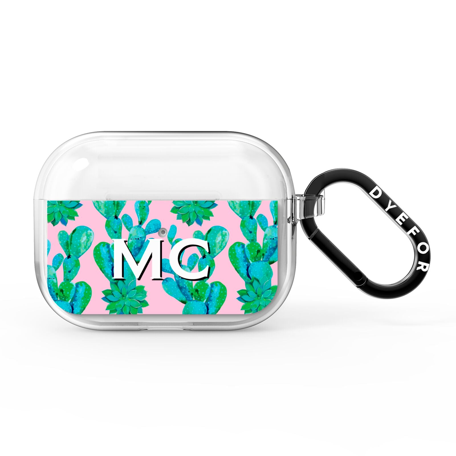 Personalised Tropical Pink Cactus AirPods Pro Clear Case