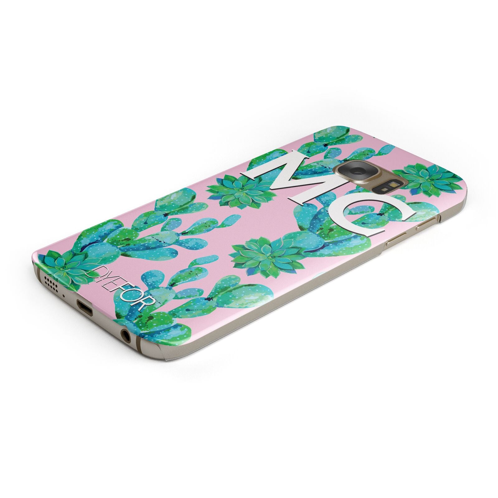 Personalised Tropical Pink Cactus Protective Samsung Galaxy Case Angled Image