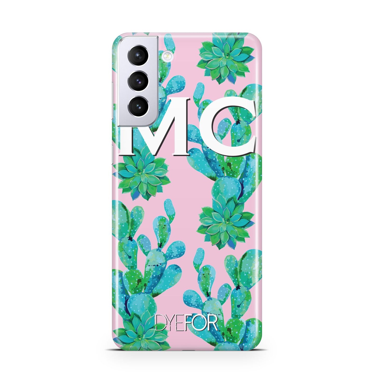 Personalised Tropical Pink Cactus Samsung S21 Plus Case