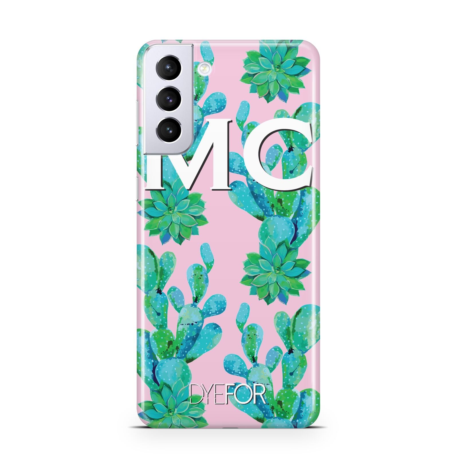 Personalised Tropical Pink Cactus Samsung S21 Plus Case