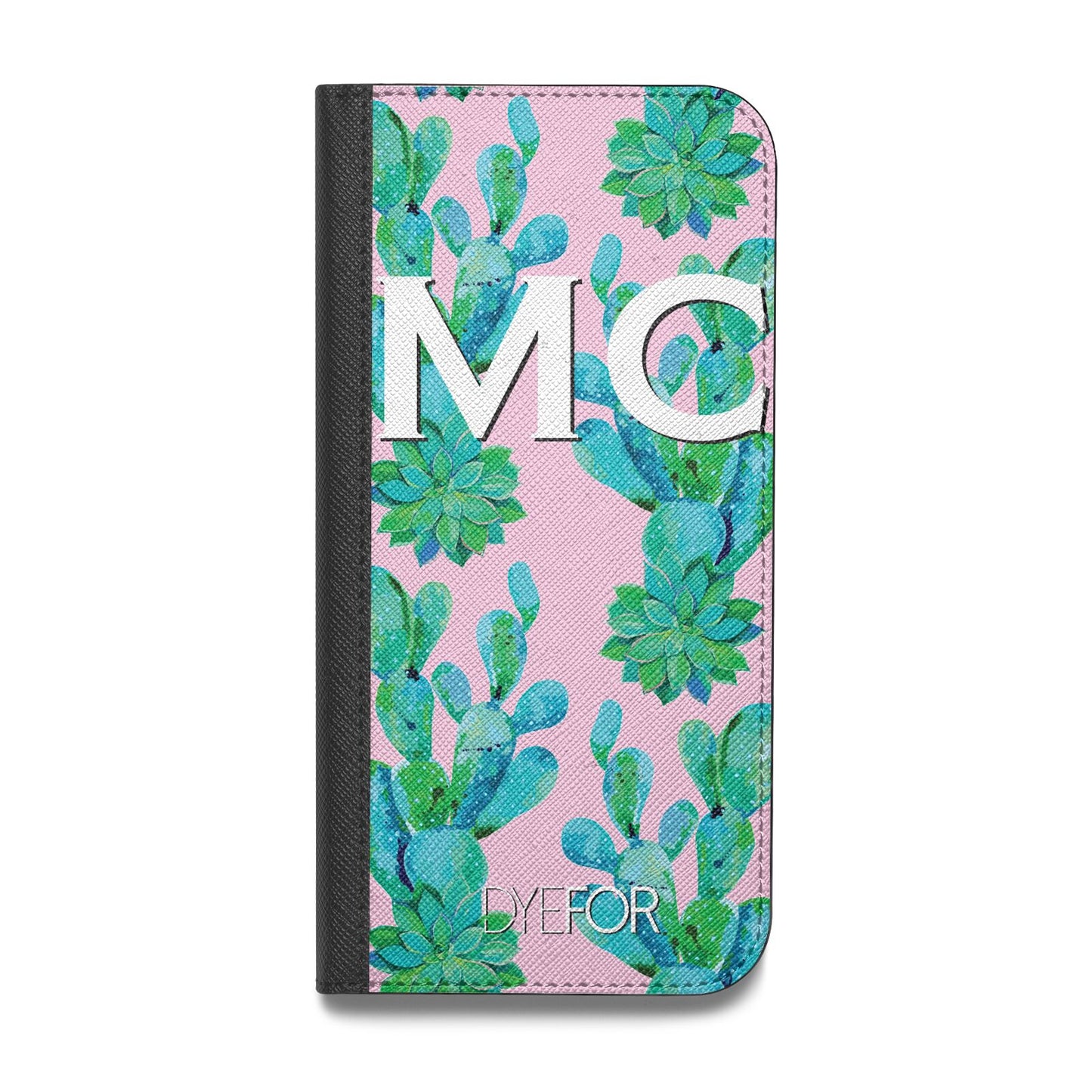Personalised Tropical Pink Cactus Vegan Leather Flip Samsung Case