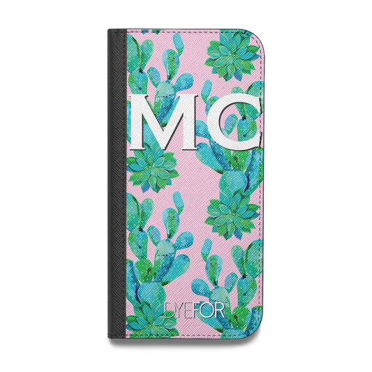 Personalised Tropical Pink Cactus Vegan Leather Flip Samsung Case