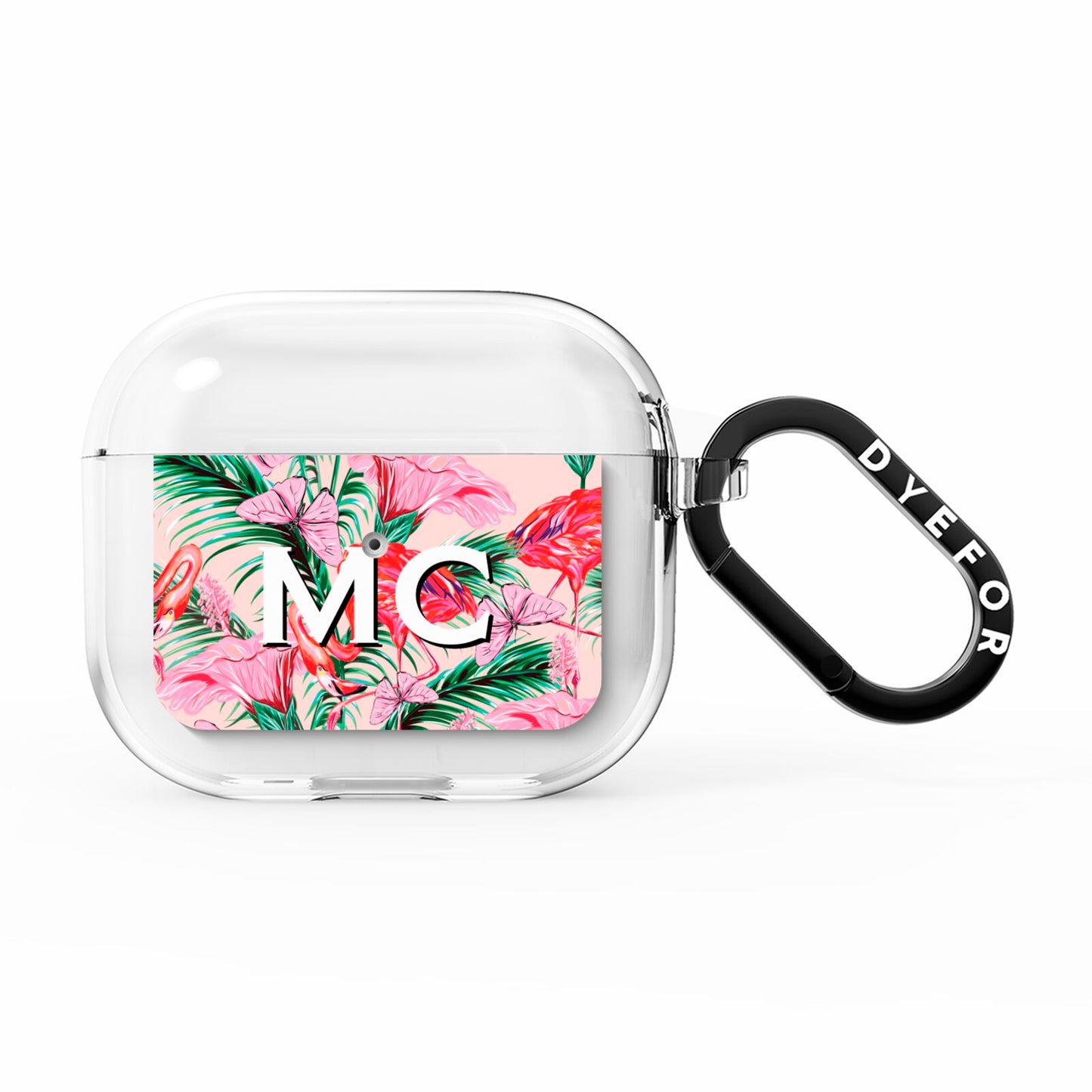 Personalised Tropical Pink Flamingo AirPods Clear Case 3rd Gen