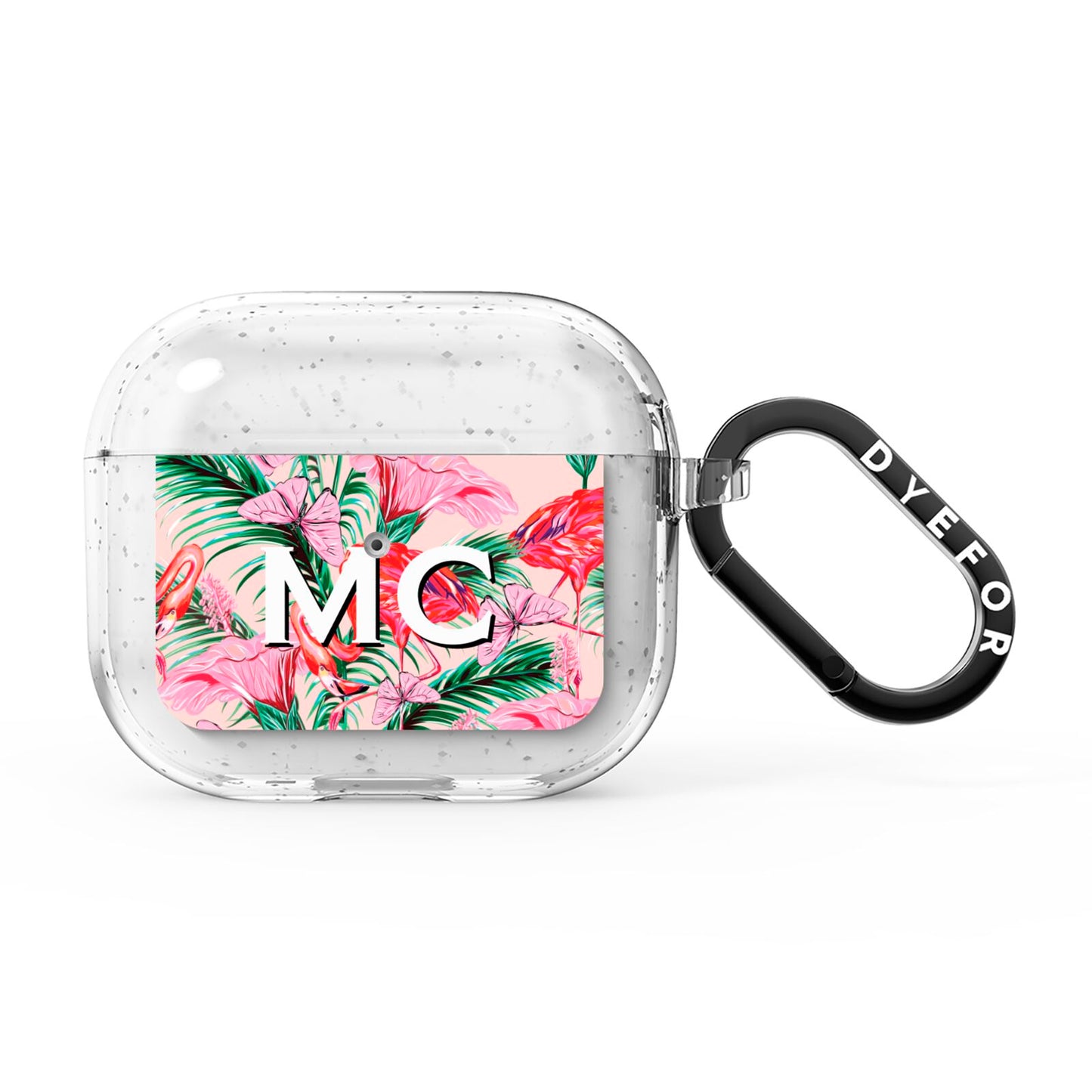 Personalised Tropical Pink Flamingo AirPods Glitter Case 3rd Gen