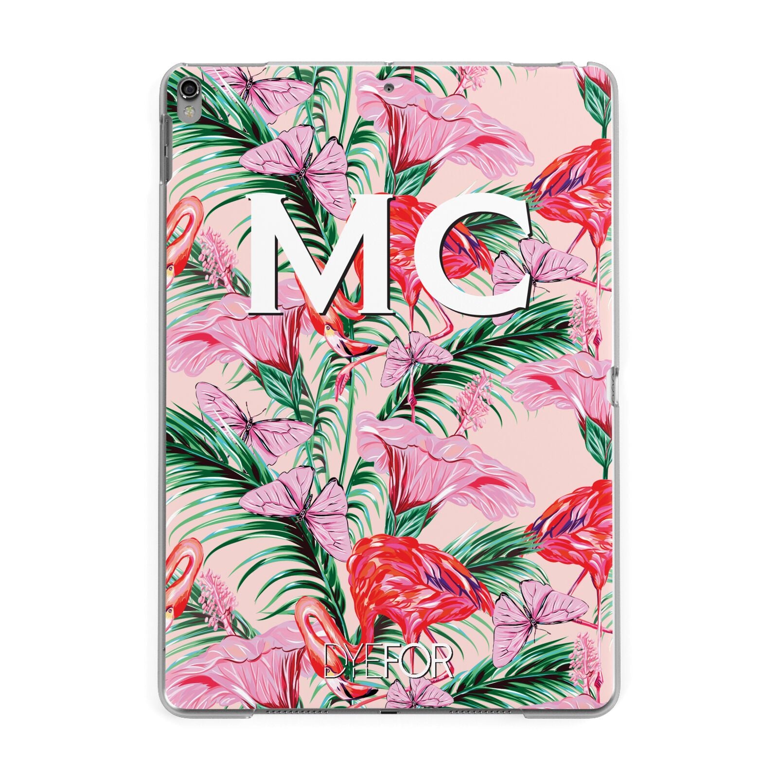 Personalised Tropical Pink Flamingo Apple iPad Grey Case