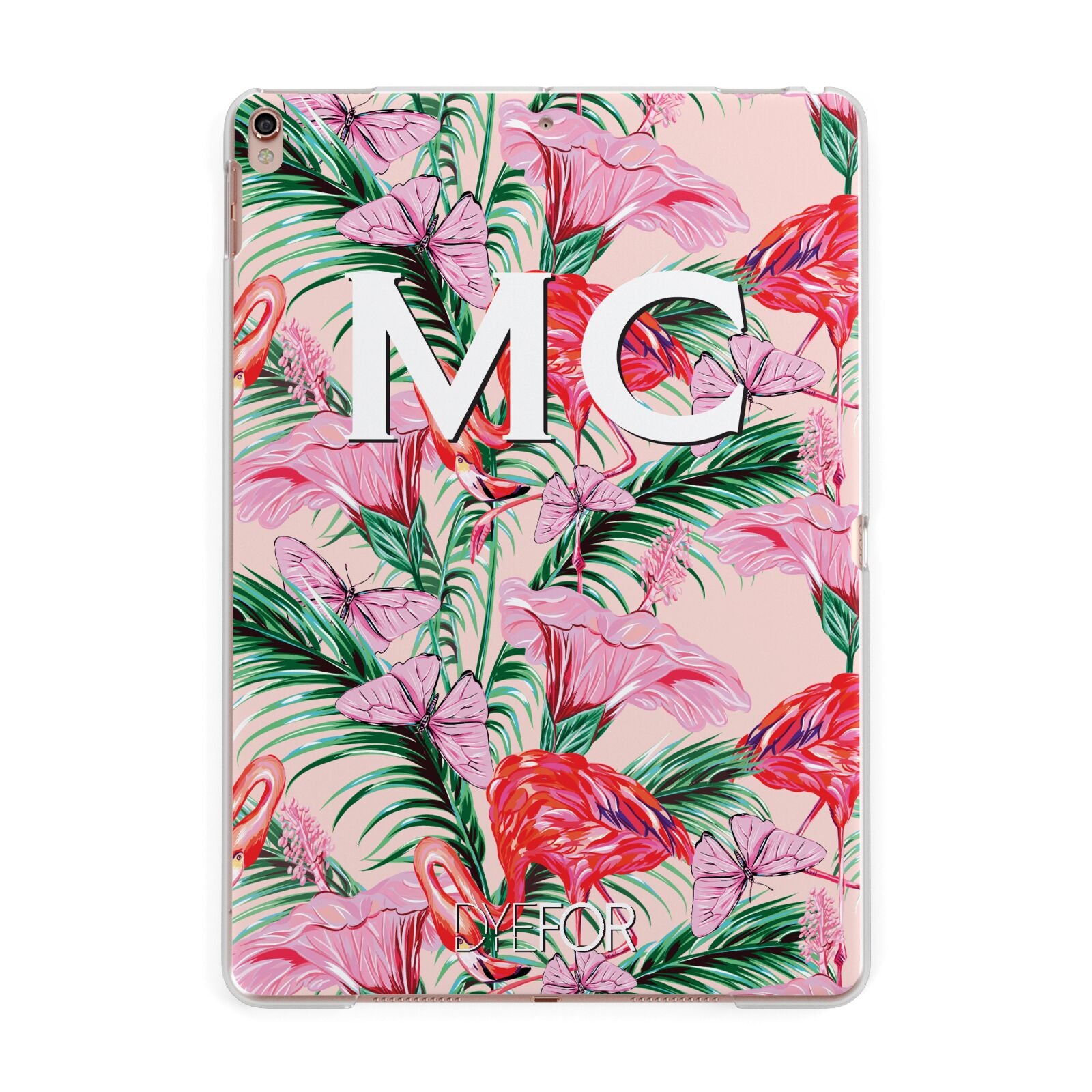 Personalised Tropical Pink Flamingo Apple iPad Rose Gold Case