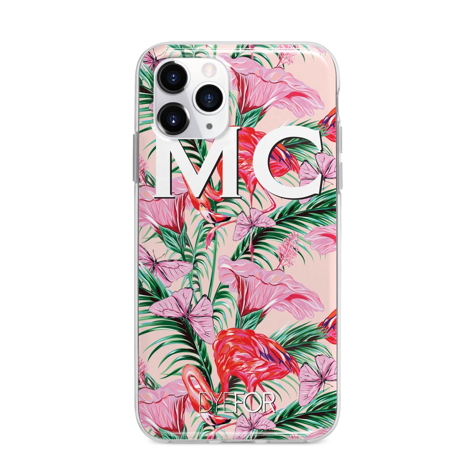 Personalised Tropical Pink Flamingo Apple iPhone 11 Pro Max in Silver with Bumper Case