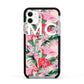 Personalised Tropical Pink Flamingo Apple iPhone 11 in White with Black Impact Case