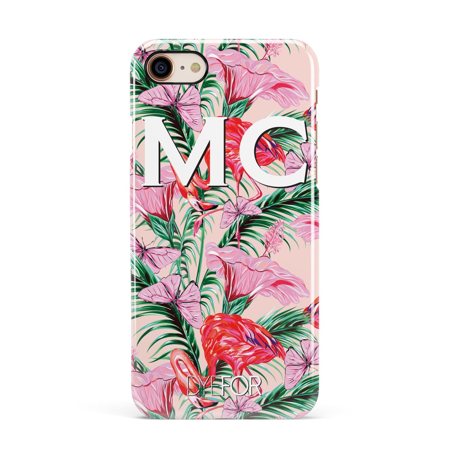 Personalised Tropical Pink Flamingo Apple iPhone 7 8 3D Snap Case