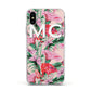 Personalised Tropical Pink Flamingo Apple iPhone Xs Impact Case White Edge on Silver Phone