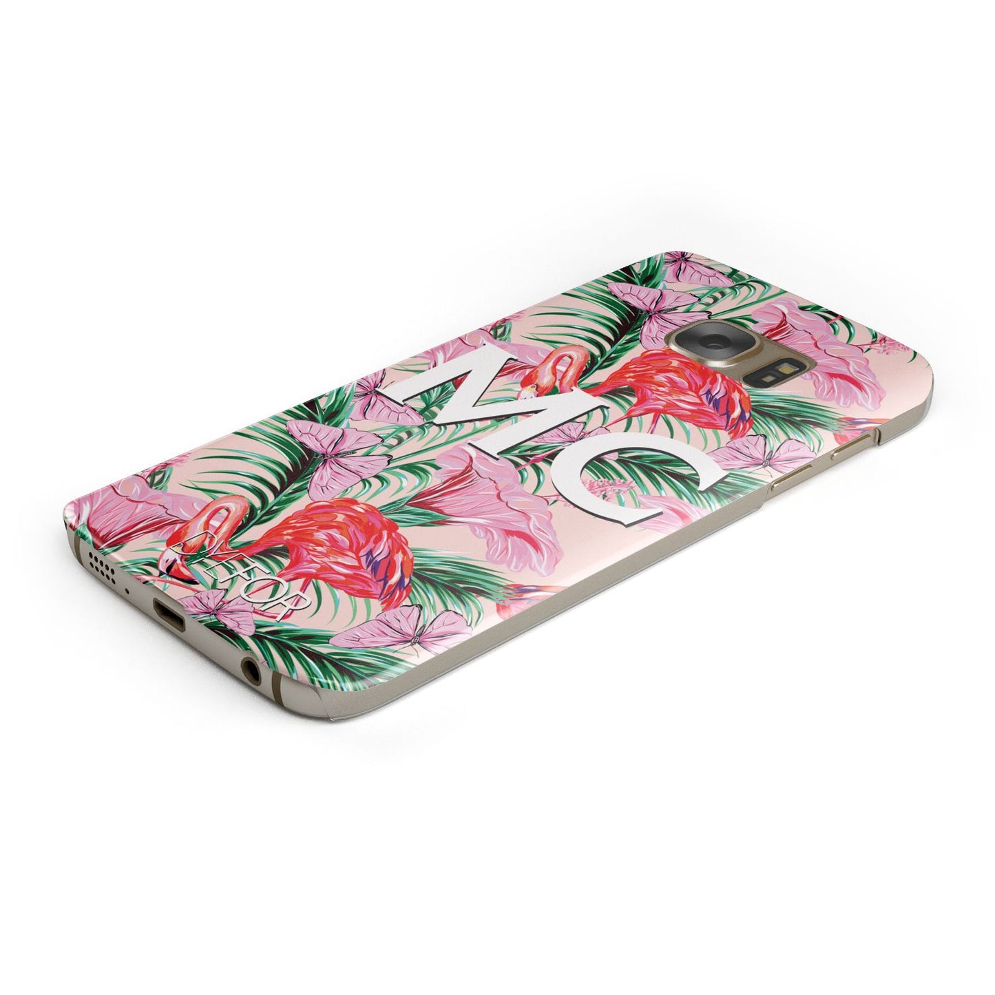 Personalised Tropical Pink Flamingo Samsung Galaxy Case Bottom Cutout